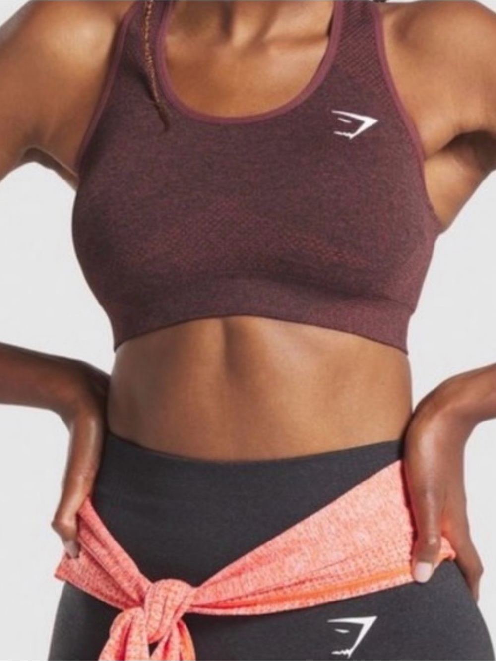Gymshark Vital Seamless Sports Bra Brown Marl Size XS Womens